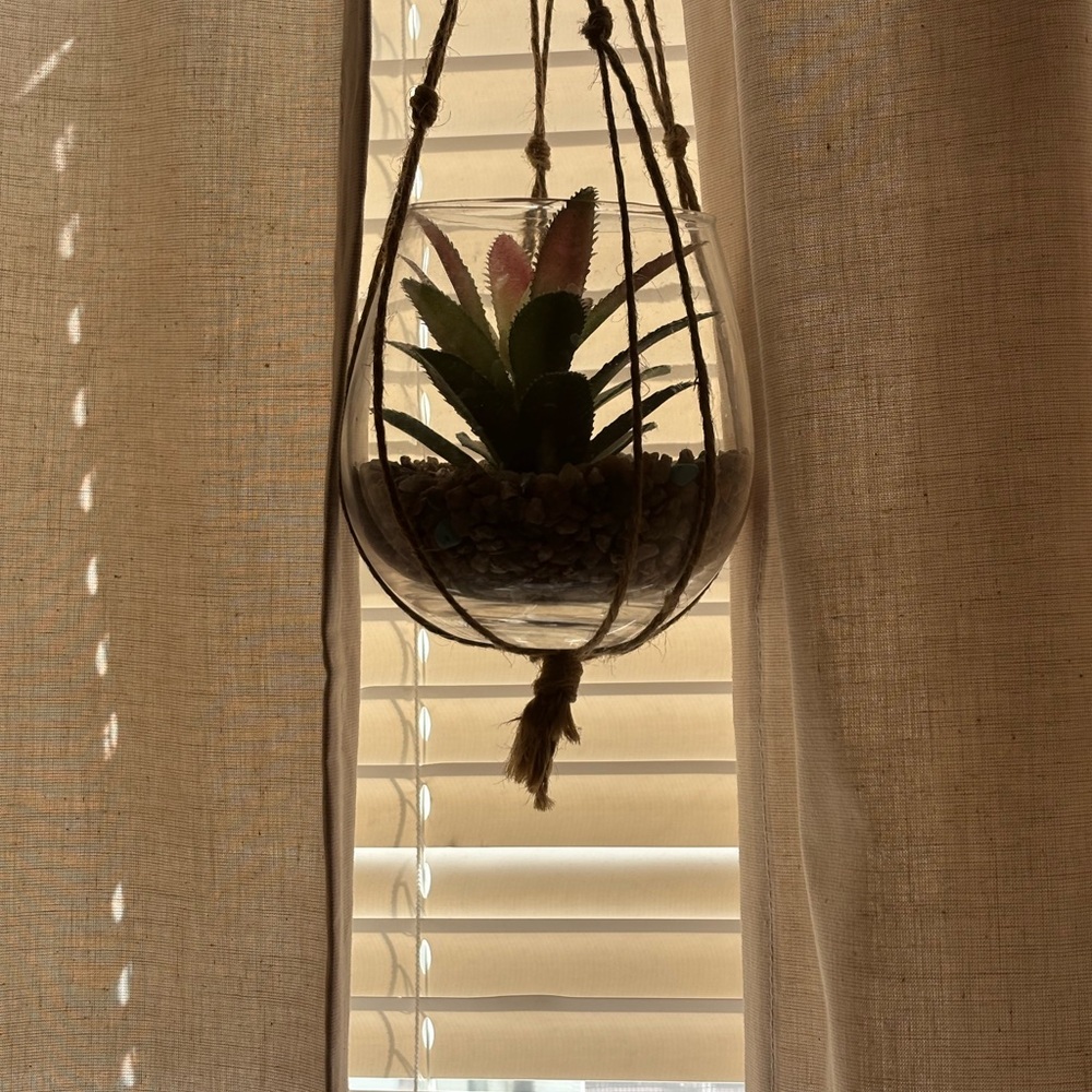 Macrame Plant Hanger w/ artificial succculant